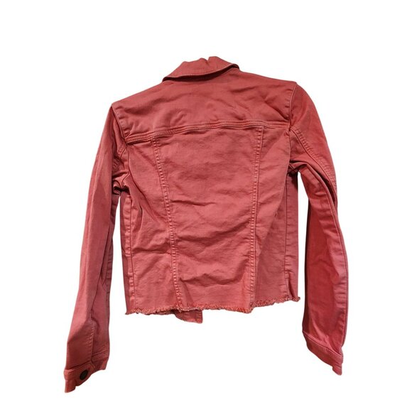 Kut From The Kloth Womens Coral Denim Jacket XS Button Front Casual Raw Hem - Picture 2 of 3